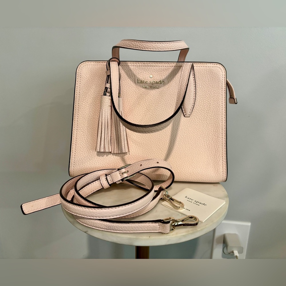 Kate Spade Rowe Medium Top Zip Satchel Peach Puff Blush Pink - Picture 2 of 13